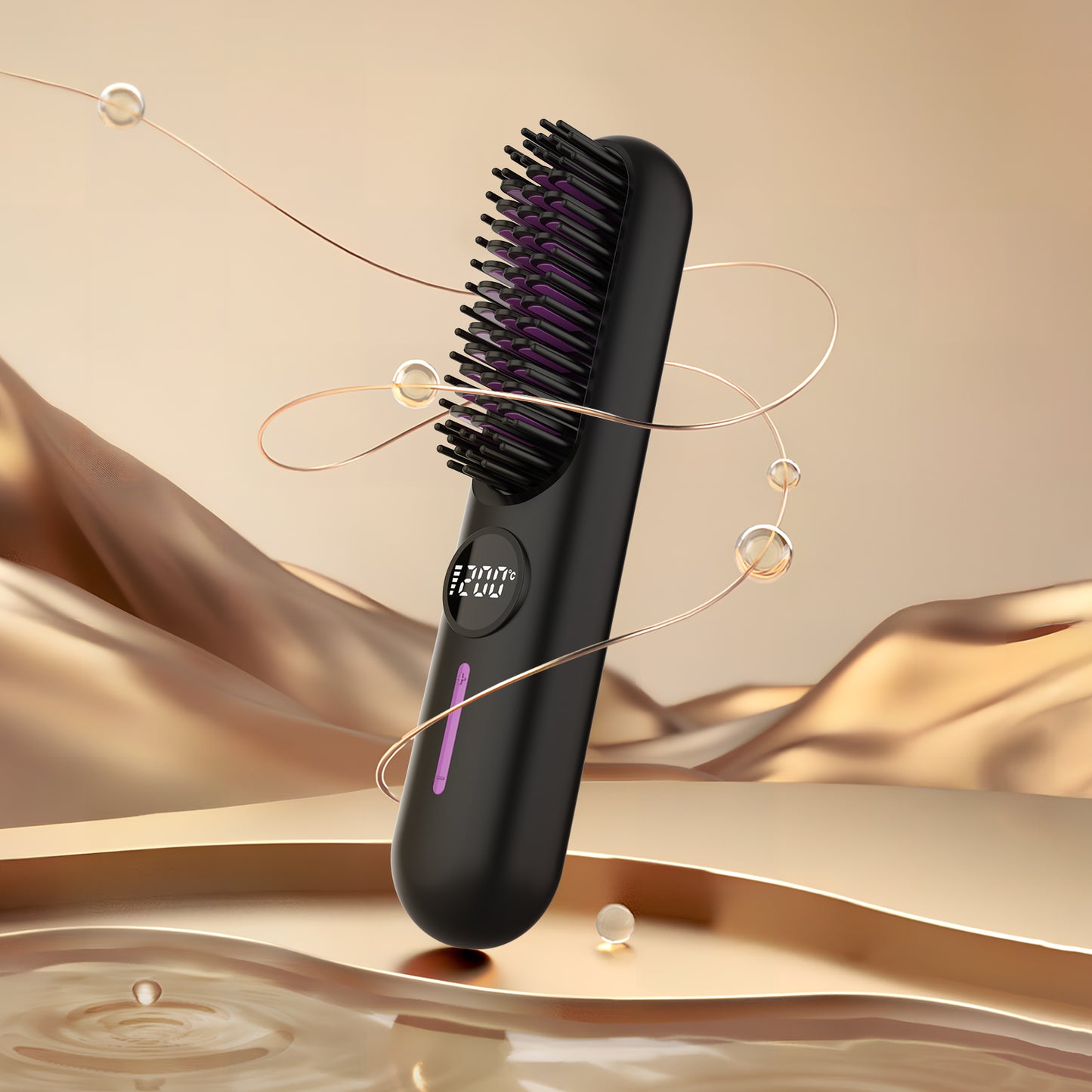 S01 2-in-1 Cordless Hair Straightener Brush 20 Million Negative Ion Hot Comb Hair Straightener Brush for Women, Portable Mini Straightening Brush for Travel, Lightweight to Carry Out, USB Rechargeable, Anti-Scald, LCD Temperature Display