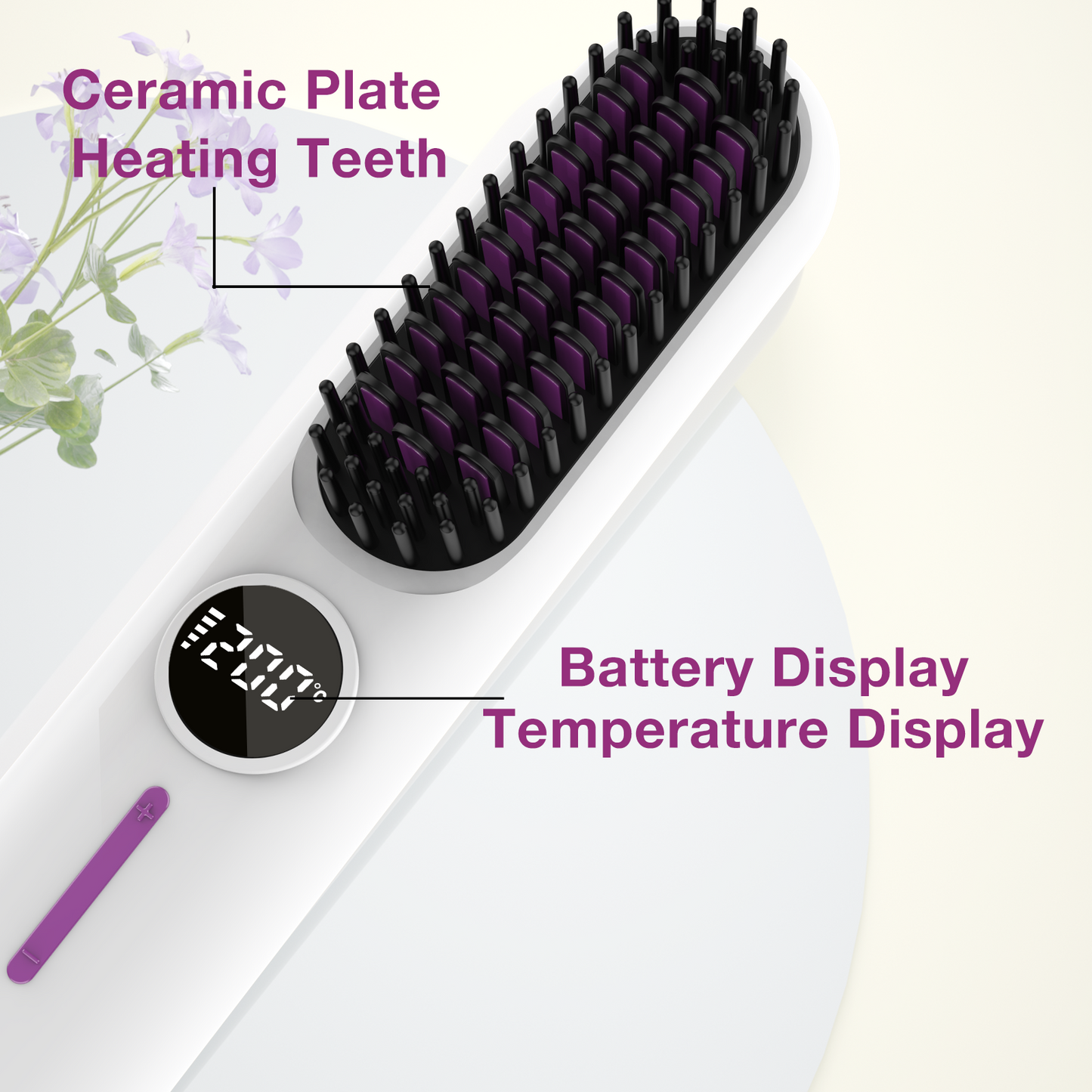 S01 2-in-1 Cordless Hair Straightener Brush 20 Million Negative Ion Hot Comb Hair Straightener Brush for Women, Portable Mini Straightening Brush for Travel, Lightweight to Carry Out, USB Rechargeable, Anti-Scald, LCD Temperature Display